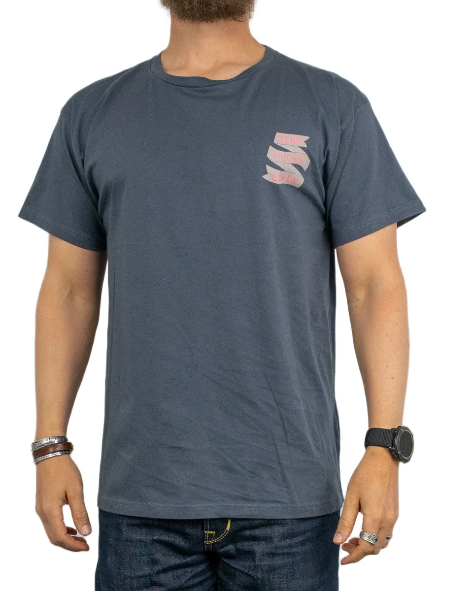 Pike Brothers - T-Shirt - Zero Fucks Given - Blå - Image 2