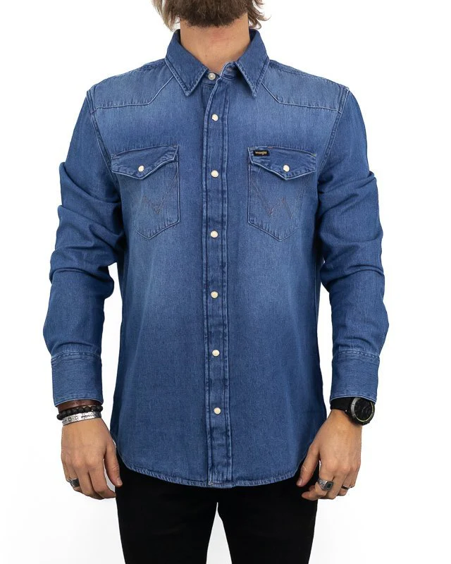 Wrangler - Denimskjorta Tvättad Blå - 27MW Icon - Image 4