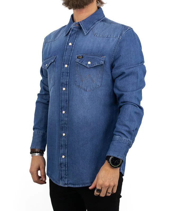 Wrangler - Denimskjorta Tvättad Blå - 27MW Icon - Image 5