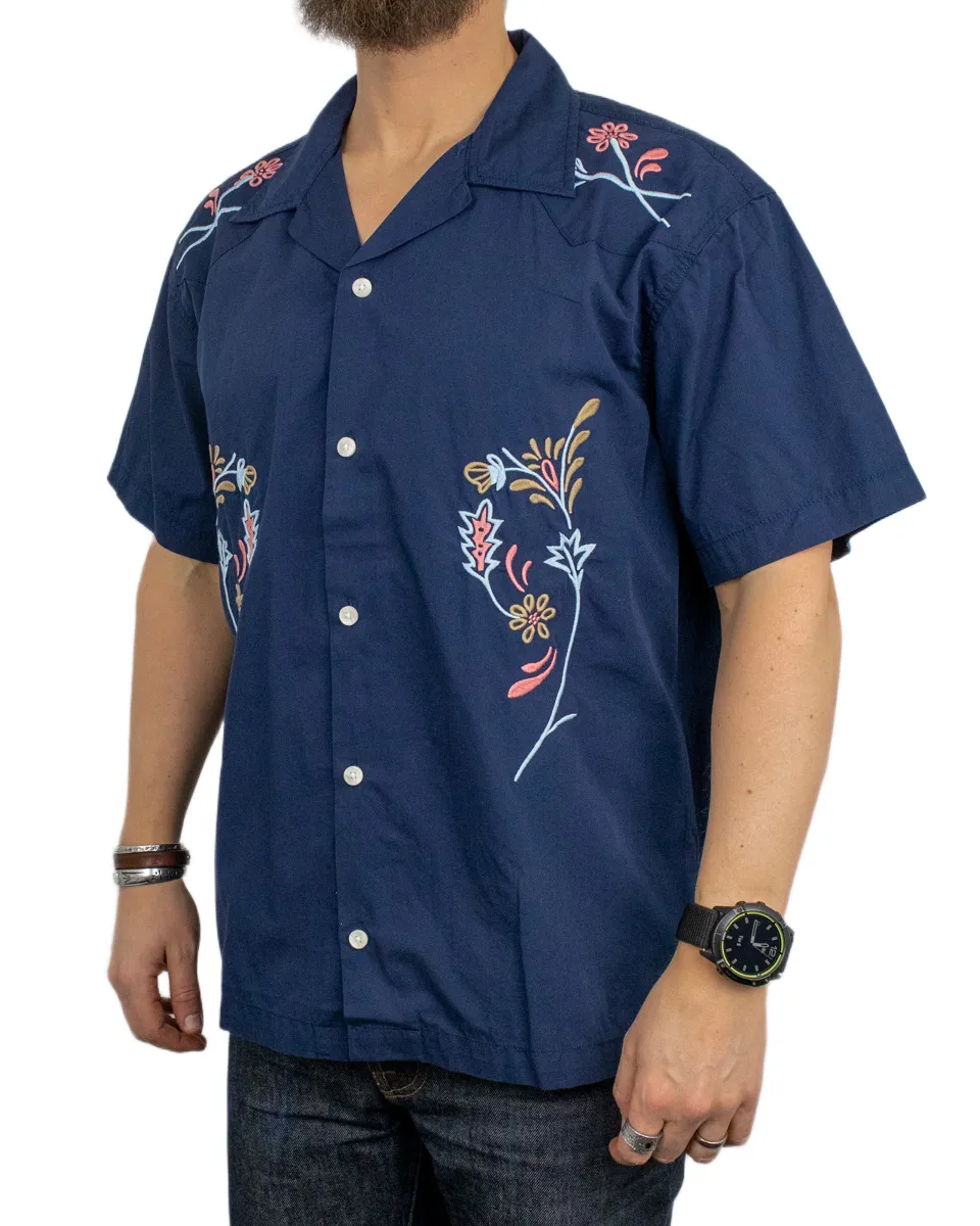 Wrangler - Kortärmad Skjorta med Brodyr - Resort - Blå - Image 3