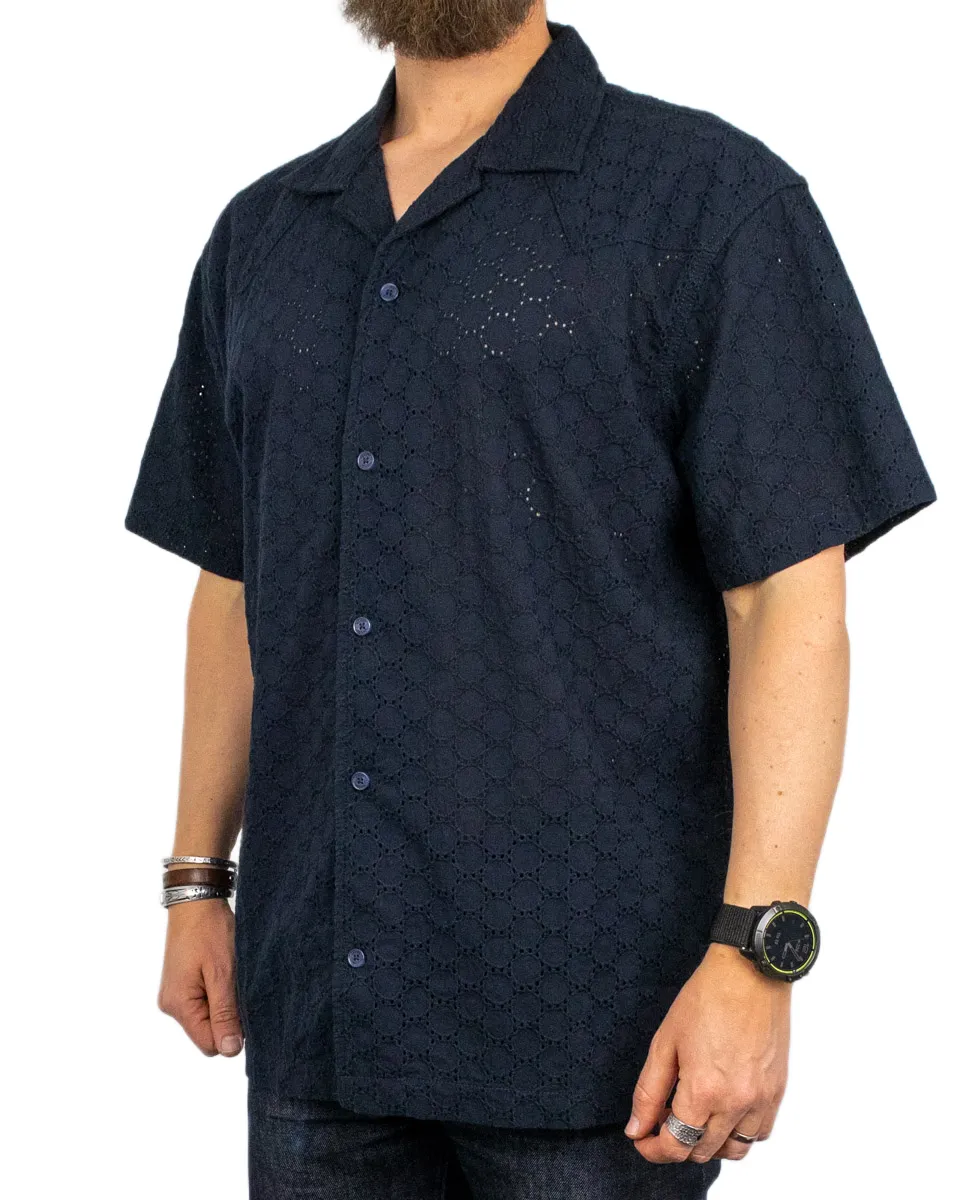 Wrangler - Kortärmad Skjorta - Crochet Resort - Marinblå - Image 3
