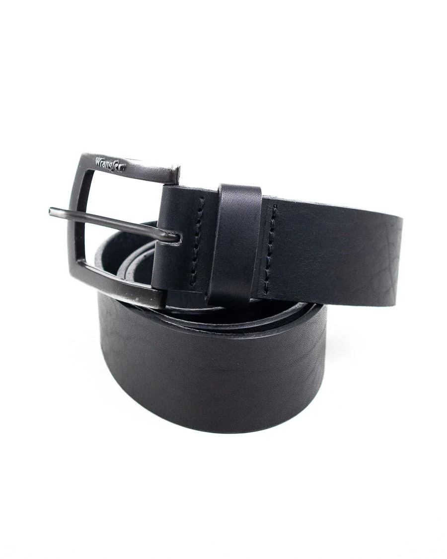 Wrangler - Läderbälte Svart - Kabel Buckle - Image 2