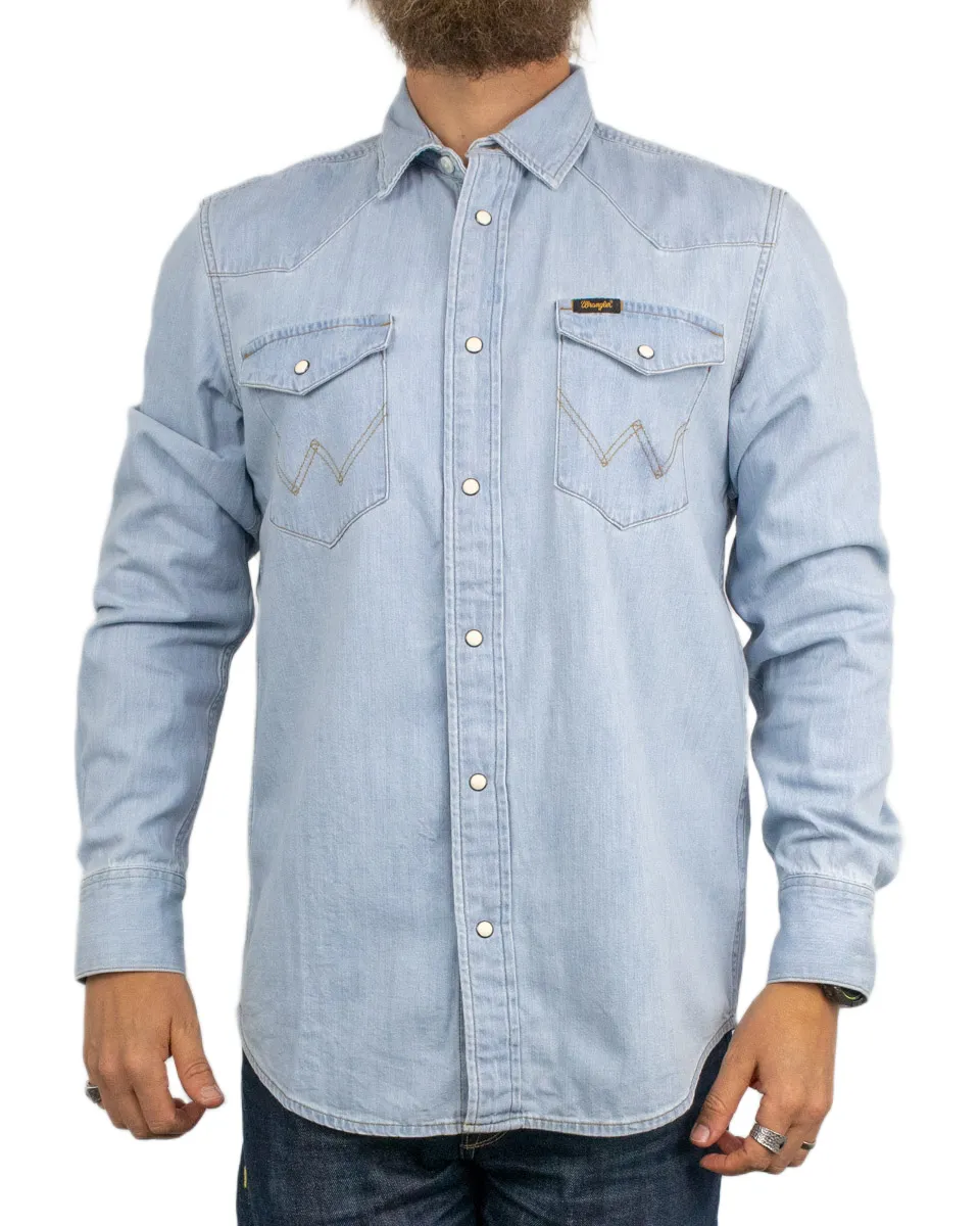 Wrangler - Western jeansskjorta - Tvättad Blå - Riverbank