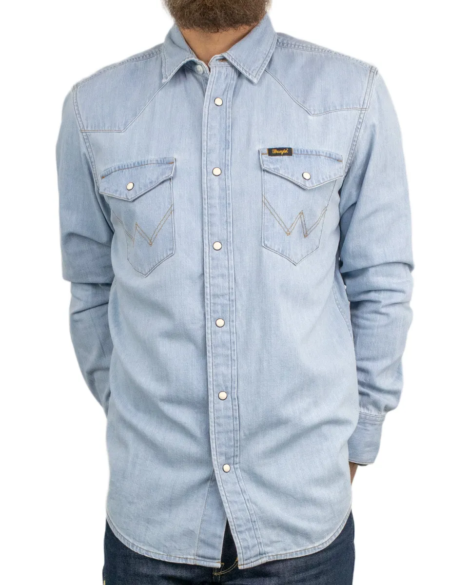 Wrangler - Western jeansskjorta - Tvättad Blå - Riverbank - Image 4