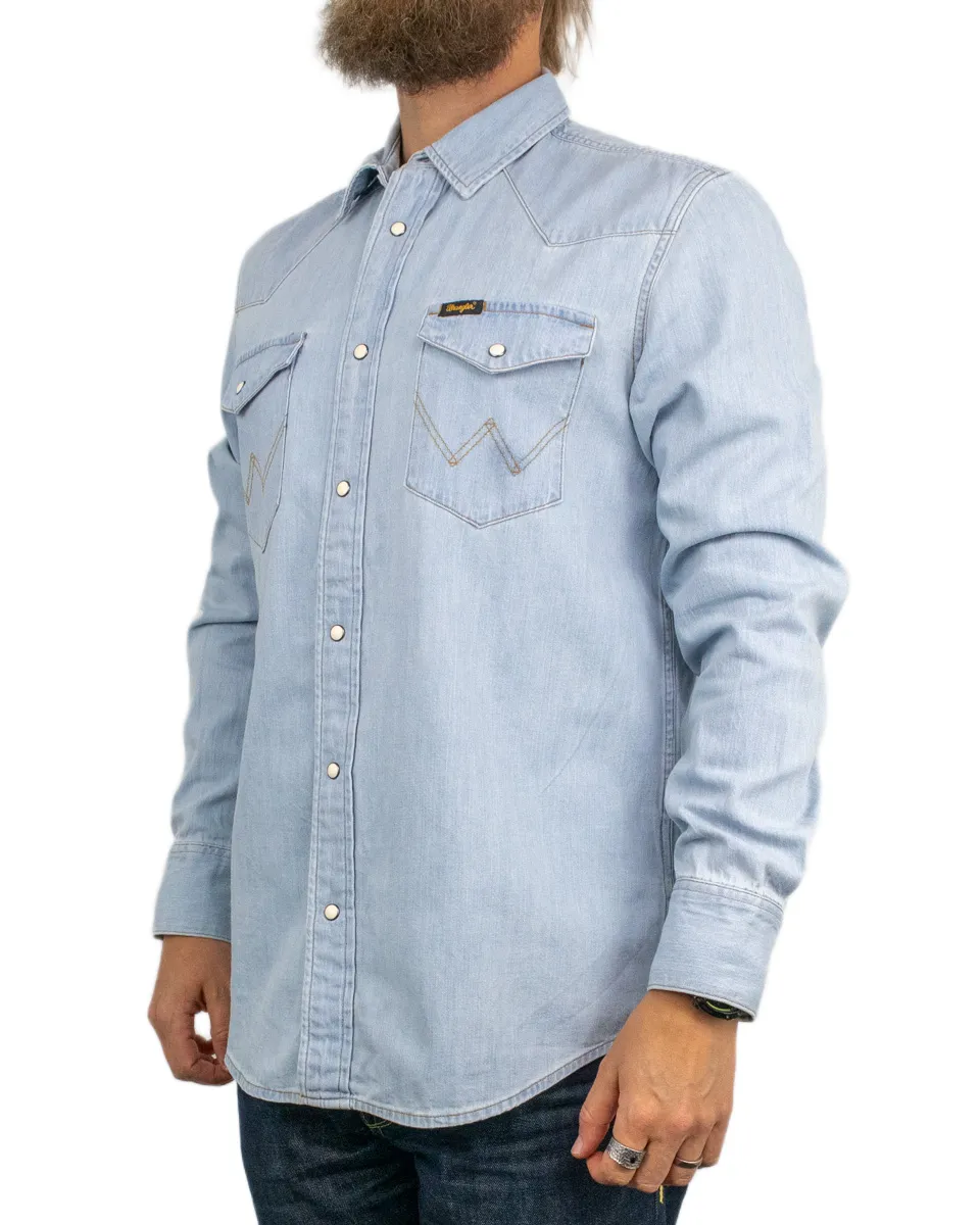 Wrangler - Western jeansskjorta - Tvättad Blå - Riverbank - Image 5